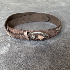 Brown Embossed Fish Belt with Buckle 44x1.5”